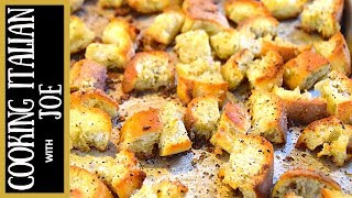 Homemade Garlic Croutons  Cooking Italian with Joe [upl. by Sayette291]