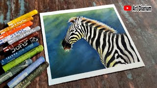 Zebra drawing with Oil Pastel  Step by Step Wildlife [upl. by Paterson]