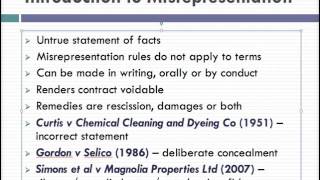 Misrepresentation Lecture 1 of 4 [upl. by Eldred]