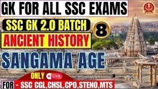 Lecture  8 Sangam Age Ancient History By Parmar SSC [upl. by Wun]