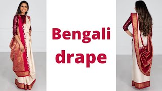 Bengali Drape  How to wear Saree for Beginners  Easy Saree Draping Tutorial  Tia Bhuva [upl. by Leroy]